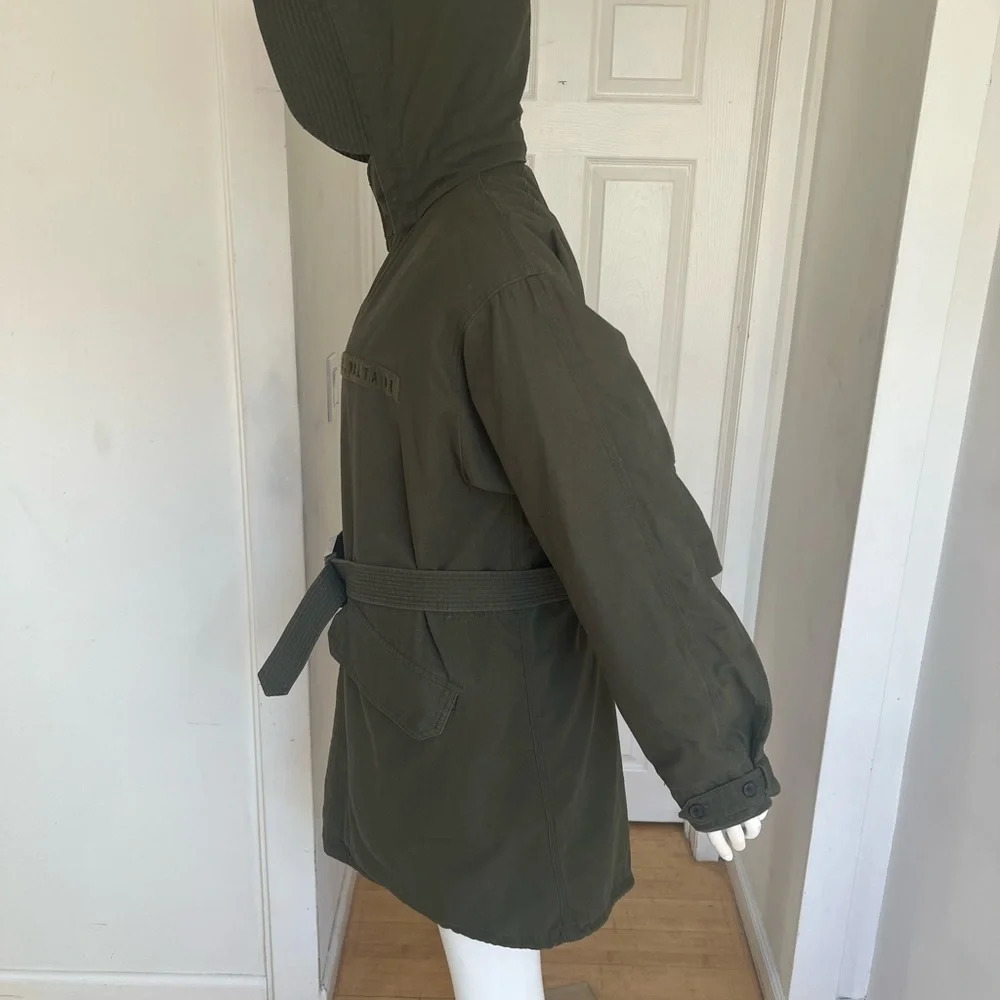 NWT Zadig & Voltaire Khaki Green Parka Coat Faux Shearling Lined Size Medium M - Picture 4 of 14